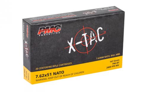 PMC XTAC, 762X51 NATO, 147 Grain, Full Metal Jacket, 20 Round Box 7.62X