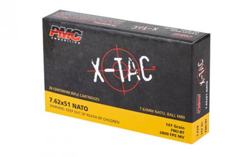 PMC XTAC, 762X51 NATO, 147 Grain, Full Metal Jacket, 20 Round Box 7.62X