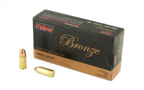 PMC Bronze 9MM, 115 Grain, Full Metal Jacket, 50 Round Box 9A