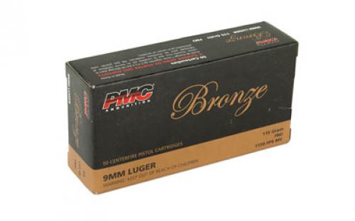 PMC Bronze 9MM, 115 Grain, Full Metal Jacket, 50 Round Box 9A