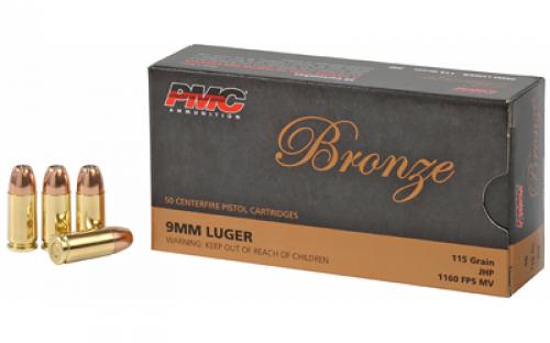 PMC Bronze, 9MM, 115 Grain, Jacketed Hollow Point, 50 Round Box 9B