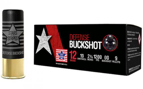 Stars and Stripes Defense Ammunition 12 Gauge 2.75, Buckshot, 9 Pellets, 10 Round Box CBUCK9