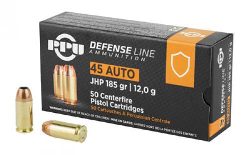 Prvi Partizan Handgun Defense, 45 ACP, 185Grain, Jacketed Hollow Point, 50 Round Box PPD45