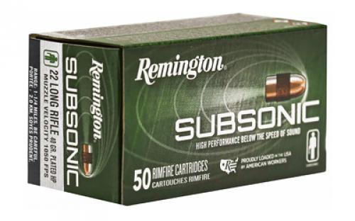 Remington Subsonic,22 LR, 40 Grain, Copper Plated Hollow Point, 50 Round Box 21135