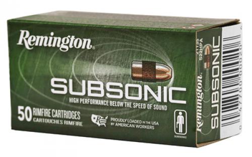 Remington Subsonic,22 LR, 40 Grain, Copper Plated Hollow Point, 50 Round Box 21135