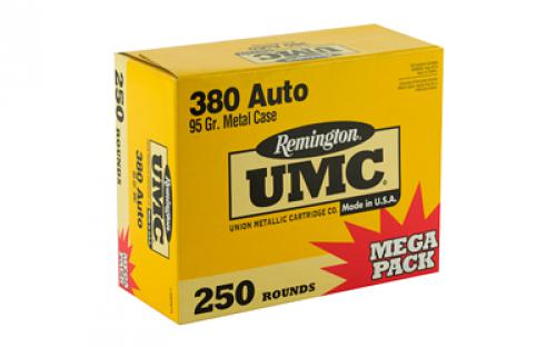 Remington UMC, 380 ACP 95 Grain, Full Metal Jacket, Mega Pack, 250 Round Box 23721