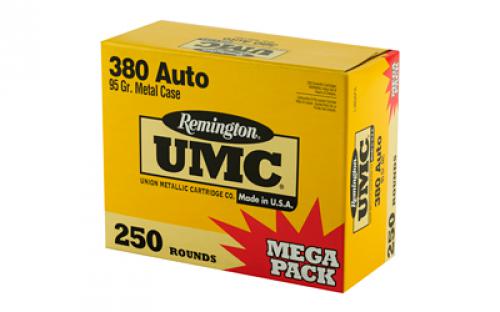 Remington UMC, 380 ACP 95 Grain, Full Metal Jacket, Mega Pack, 250 Round Box 23721