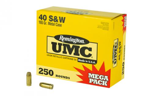 Remington UMC, 40 S&W, 165 Grain, Full Metal Jacket, Mega Pack, 250 Round Box 23773