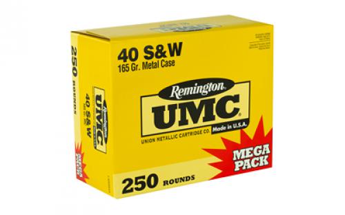 Remington UMC, 40 S&W, 165 Grain, Full Metal Jacket, Mega Pack, 250 Round Box 23773