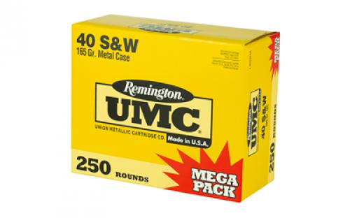 Remington UMC, 40 S&W, 165 Grain, Full Metal Jacket, Mega Pack, 250 Round Box 23773