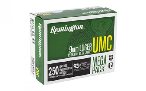 Remington UMC, 9MM, 115 Grain, Full Metal Jacket, Mega Pack, 250 Round Box 23777