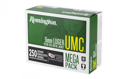 Remington UMC, 9MM, 115 Grain, Full Metal Jacket, Mega Pack, 250 Round Box 23777