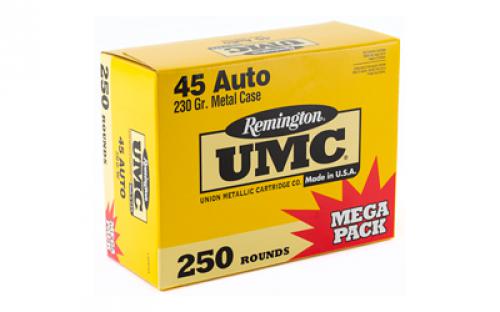 Remington UMC, 45 ACP, 230 Grain, Full Metal Jacket, Mega Pack, 250 Rounds 23781