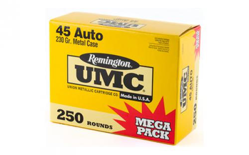 Remington UMC, 45 ACP, 230 Grain, Full Metal Jacket, Mega Pack, 250 Rounds 23781