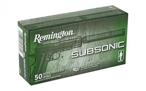 Remington Subsonic, 45 ACP, 230 Grain, Flat Nose Enclosed Bullet, 50 Round Box 28428