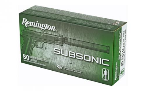 Remington Subsonic, 45 ACP, 230 Grain, Flat Nose Enclosed Bullet, 50 Round Box 28428