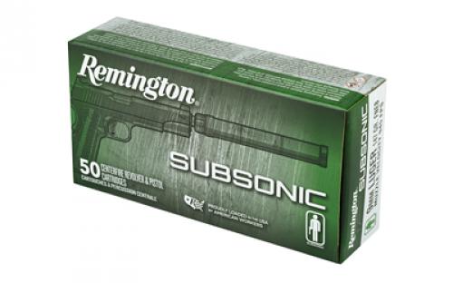 Remington Subsonic, 9MM, 147 Grain, Flat Nose Enclosed Bullet, 50 Round Box 28435