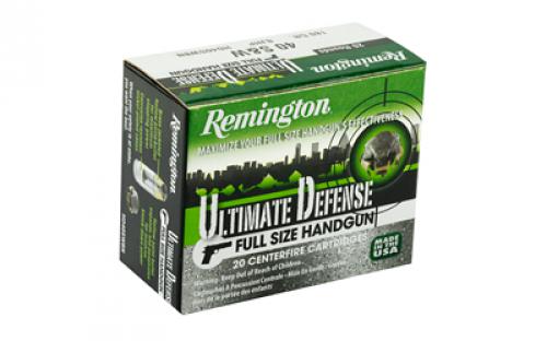 Remington Ultimate Defense, 40S&W, 180 Grain, Brass Jacketed Hollow Point, 20 Round Box 28939