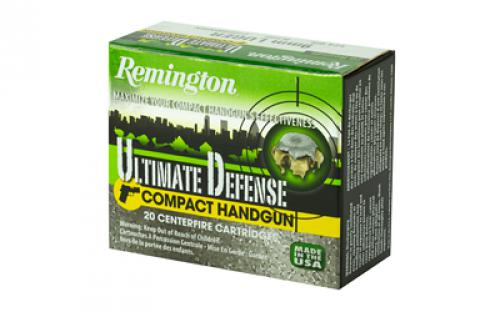 Remington Compact Ultimate Home Defense, 9MM, 124 Grain, Brass Jacketed Hollow Point, 20 Round Box 28963