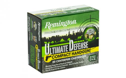 Remington Compact Ultimate Home Defense, 380 ACP, 102 Grain, Brass Jacketed Hollow Point, 20 Round Box 28964