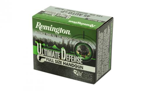 Remington Ultimate Defense, 45 ACP+P, 185 Grain, Brass Jacketed Hollow Point, 20 Round Box 28973