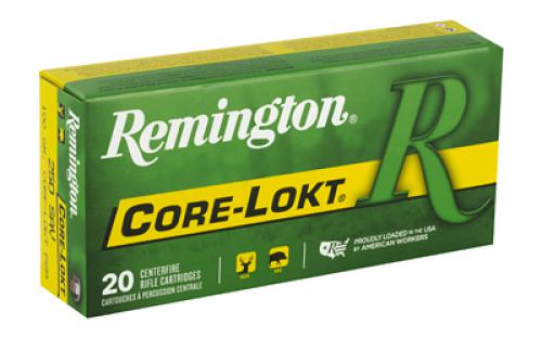 Remington Core Lokt, 250 Savage, 100 Grain, Pointed Soft Point, 20 Round Box 29077