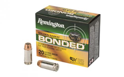 Remington Golden Saber, 40 S&W, 165 Grain, Brass Jacketed Hollow Point Bonded, 20 Round Box 29363