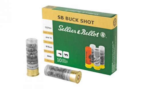 Sellier & Bellot Shotshell, 12 Gauge, 2.75, 00 Buck, 12 Pellets, 10 Round Box SB12BSE