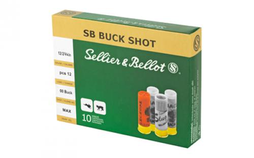 Sellier & Bellot Shotshell, 12 Gauge, 2.75", 00 Buck, 12 Pellets, 10 Round Box SB12BSE