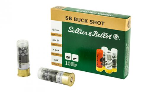 Sellier & Bellot Shotshell, 12 Gauge, 2.75, #4 Shotshell, 21 Pellets, 10 Round Box SB12BSH