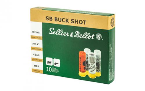 Sellier & Bellot Shotshell, 12 Gauge, 2.75", #4 Shotshell, 21 Pellets, 10 Round Box SB12BSH