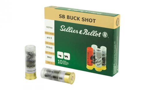 Sellier & Bellot Shotshell, 12 Gauge, 2.75, 00 Buck, 9 Pellets, 10 Round Box SB12BSJ