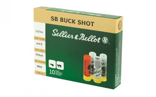 Sellier & Bellot Shotshell, 12 Gauge, 2.75", 00 Buck, 9 Pellets, 10 Round Box SB12BSJ