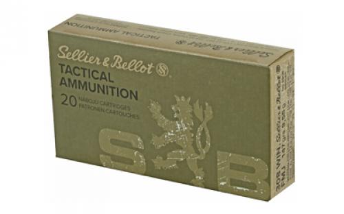 Sellier & Bellot Rifle, 308WIN, 147 Grain, Full Metal Jacket, 20 Round Box SB308A