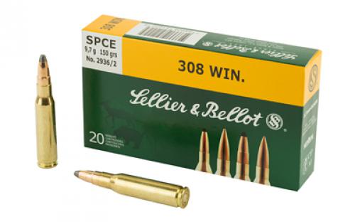 Sellier & Bellot Rifle, 308 Win, 150 Grain, Soft Point Cutting Edge, 20 Round Box SB308D