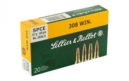 Sellier & Bellot Rifle, 308 Win, 150 Grain, Soft Point Cutting Edge, 20 Round Box SB308D