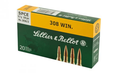 Sellier & Bellot Rifle, 308 Win, 150 Grain, Soft Point Cutting Edge, 20 Round Box SB308D