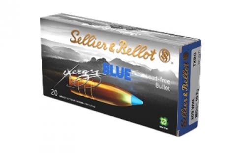 Sellier & Bellot Exergy Blue Bullet, Rifle Ammunition, 308 Winchester, 165 Grains, Lead Free Tipped Boat Tail, 20 Rounds per Box, 240 Rounds per Case SB308XA