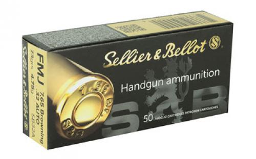 Sellier & Bellot Pistol, 32ACP, 73 Grain, Full Metal Jacket, 50 Round Box SB32A