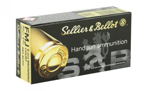 Sellier & Bellot Pistol, 380ACP, 92 Grain, Full Metal Jacket, 50 Round Box SB380A