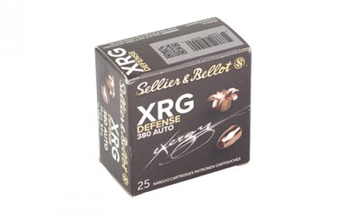 Sellier & Bellot XRG, 380 ACP/9mm Browning Court, 77 Grain, Jacketed Hollow Point, 25 Round Box SB380XA