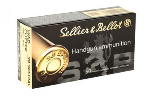 Sellier & Bellot Pistol, 38 Special, 148 Grain, Wadcutter, 50 Round Box SB38B