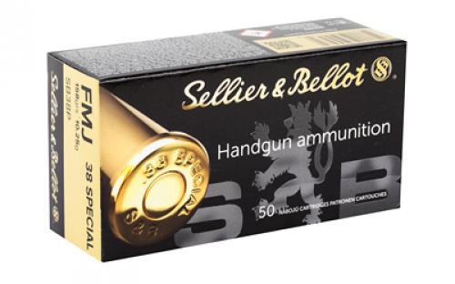 Sellier & Bellot Pistol, 38 Special, 158 Grain, Full Metal Jacket, 50 Round Box SB38P