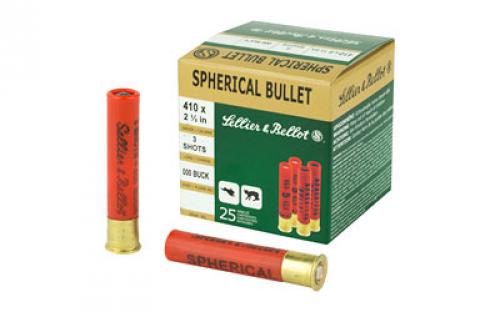 Sellier & Bellot Shotshell, 410 Gauge, 2.5 Chamber, Buckshot 3 Balls, 25 Round Box SB410A