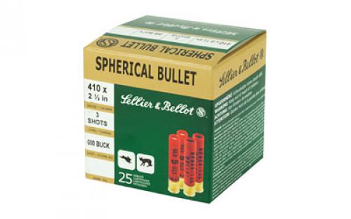 Sellier & Bellot Shotshell, 410 Gauge, 2.5" Chamber, Buckshot 3 Balls, 25 Round Box SB410A