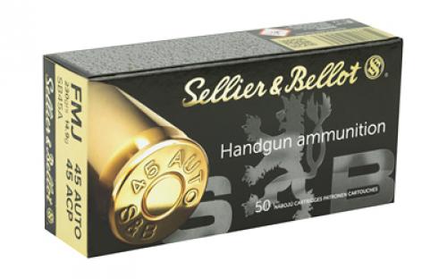 Sellier & Bellot Pistol, 45ACP, 230 Grain, Full Metal Jacket, 50 Round Box SB45A