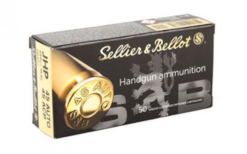 Sellier & Bellot Pistol, 45 ACP, 230 Grain, Jacketed Hollow Point, 50 Round Box SB45C