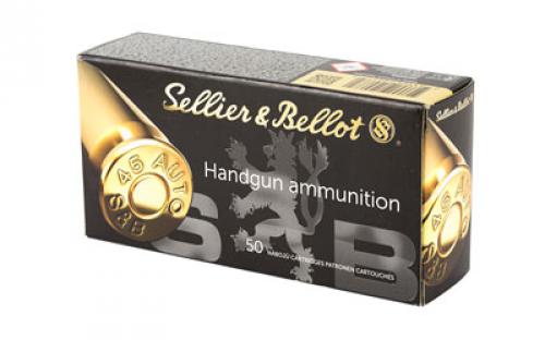 Sellier & Bellot Pistol, 45 ACP, 230 Grain, Jacketed Hollow Point, 50 Round Box SB45C