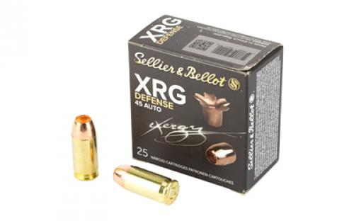 Sellier & Bellot XRG, 45 ACP, 165 Grain, Jacketed Hollow Point, 25 Round Box SB45XA