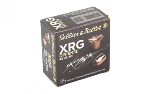 Sellier & Bellot XRG, 45 ACP, 165 Grain, Jacketed Hollow Point, 25 Round Box SB45XA